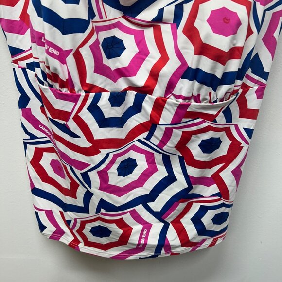 Land’s End square neck Tankini classic cobalt beach umbrella print 20 - Picture 3 of 9
